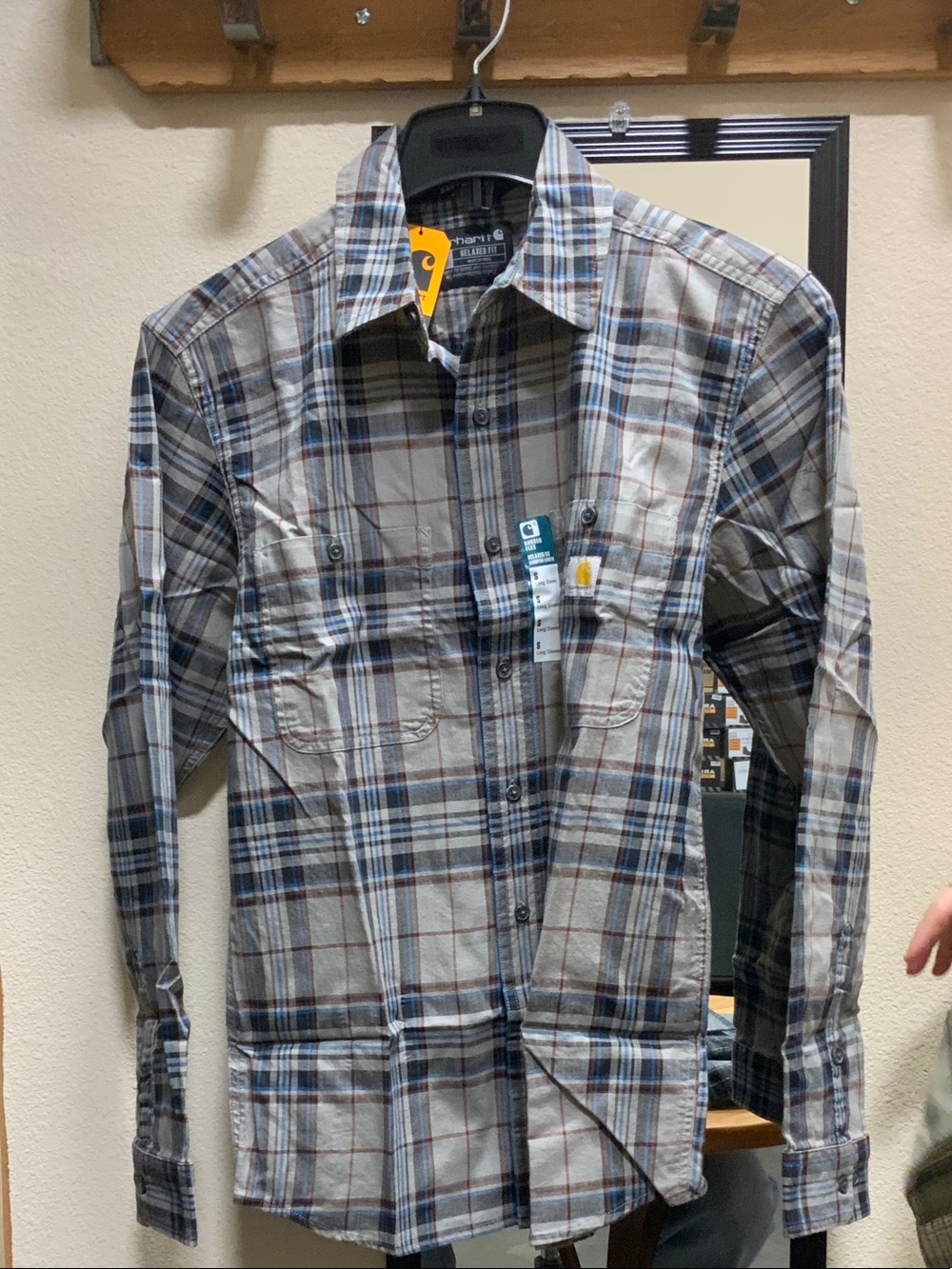 Carhartt Men’s Plaid Button-Down Shirt - Gray, Blue & Brown